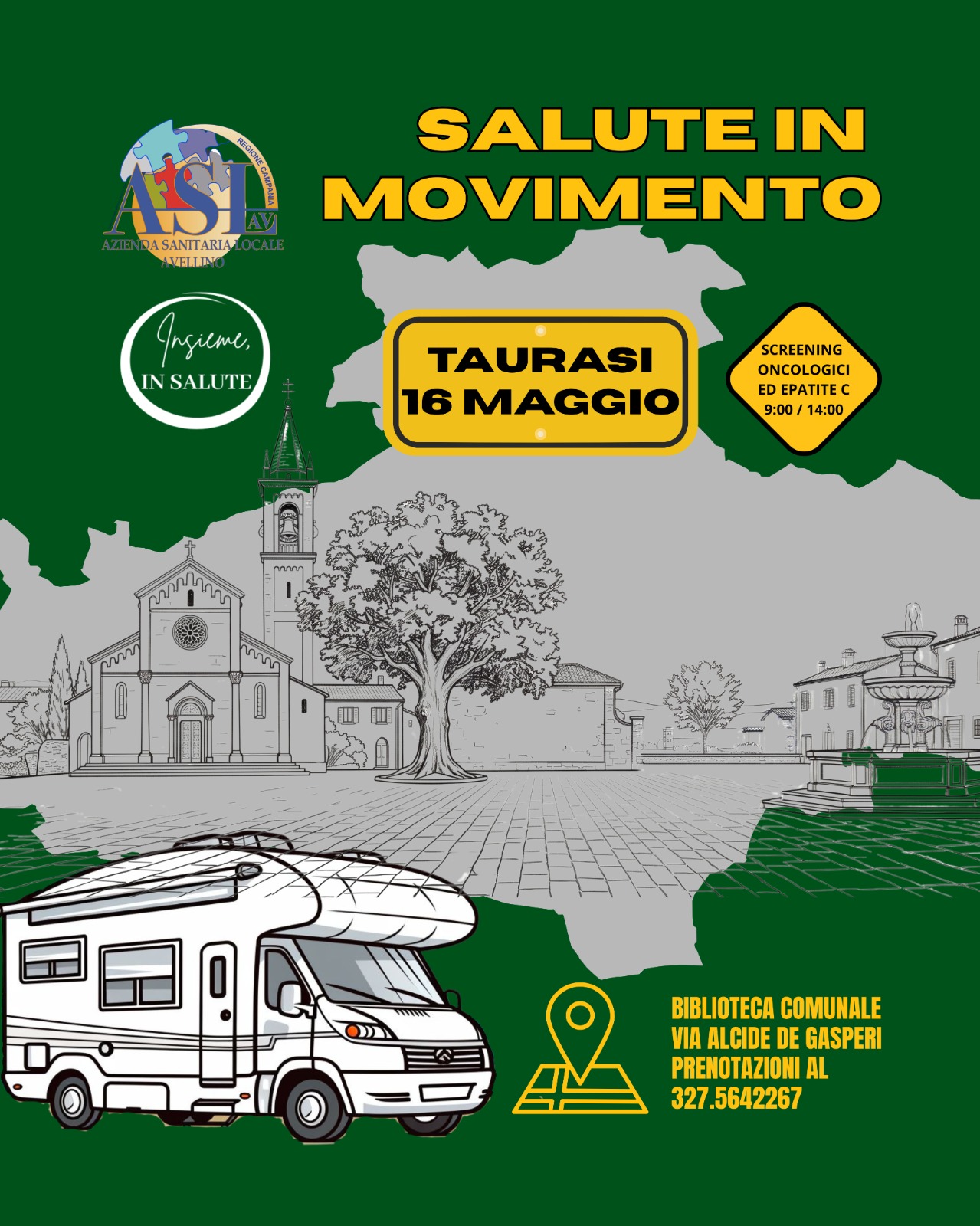  Giornata di prevenzione a Taurasi: arrivano i Camper dell’Asl Avellino per la nuova tappa di “Salute in Movimento”